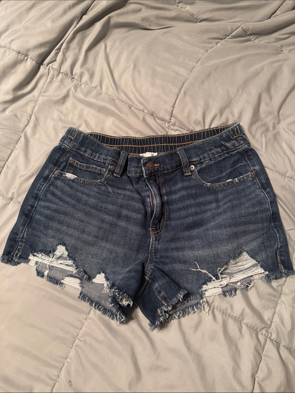 Aerie Women’s Distressed Denim Shorts - Dark Blue